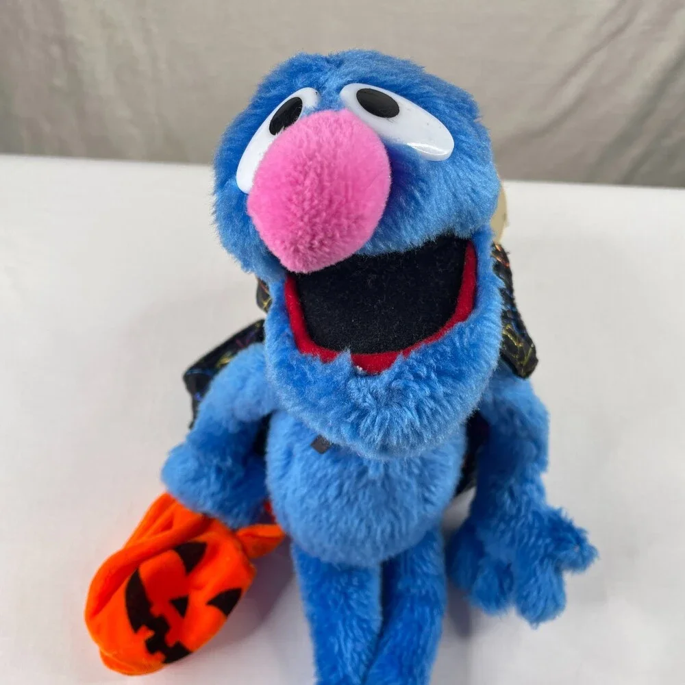 VTG Grover Halloween Plush Muppets Nanco Sesame Street Pumpkin Pail Cape 2003 - Picture 2 of 12